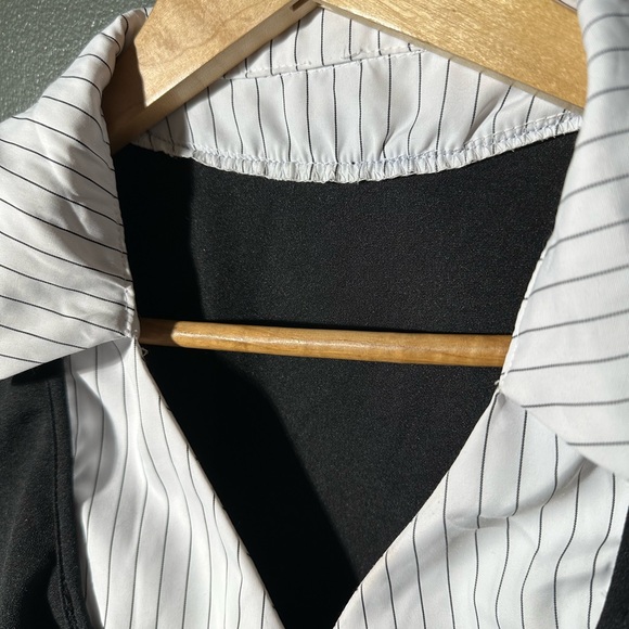 Black and White Striped Blouse with Vest - Picture 3 of 4